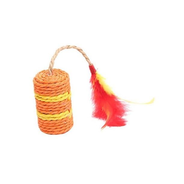 Cat Pet Sisal Rope Chase Feather Ball Kitten Play Scratch Rattle Toy Gift G